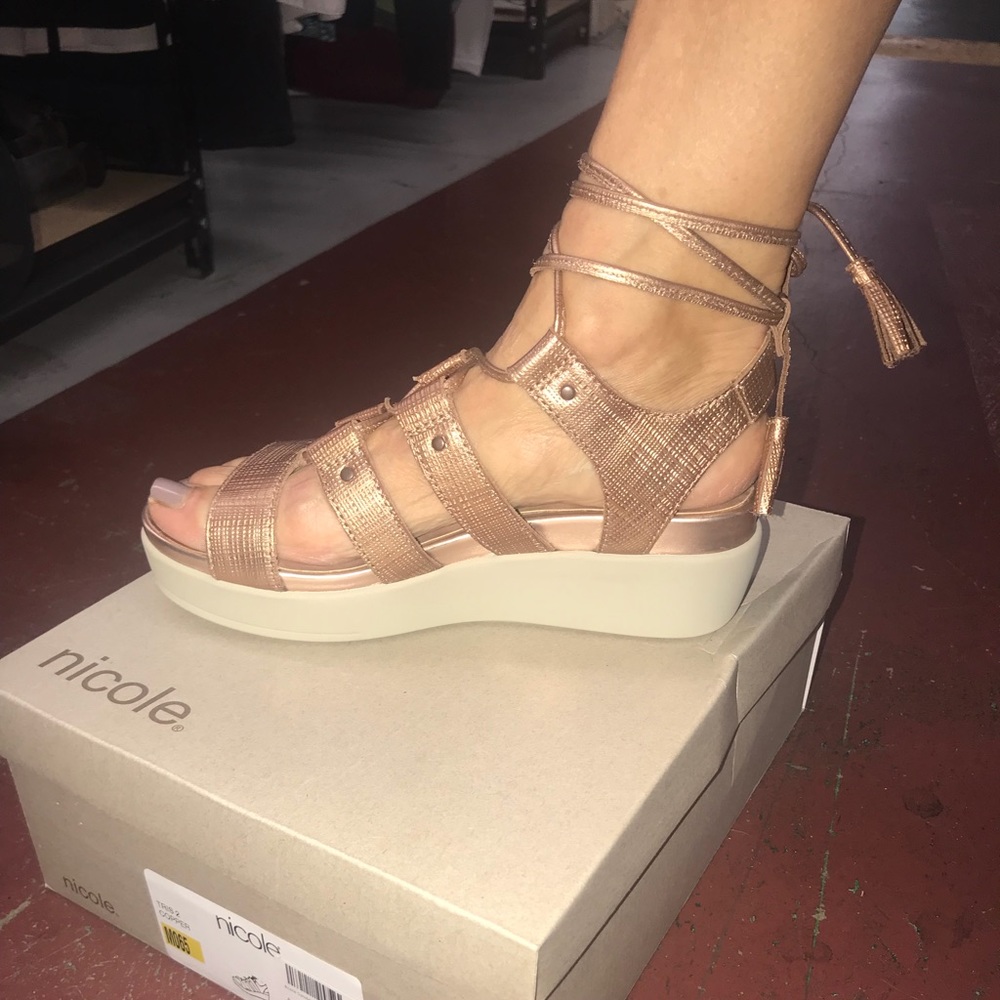 Platform copper sandals